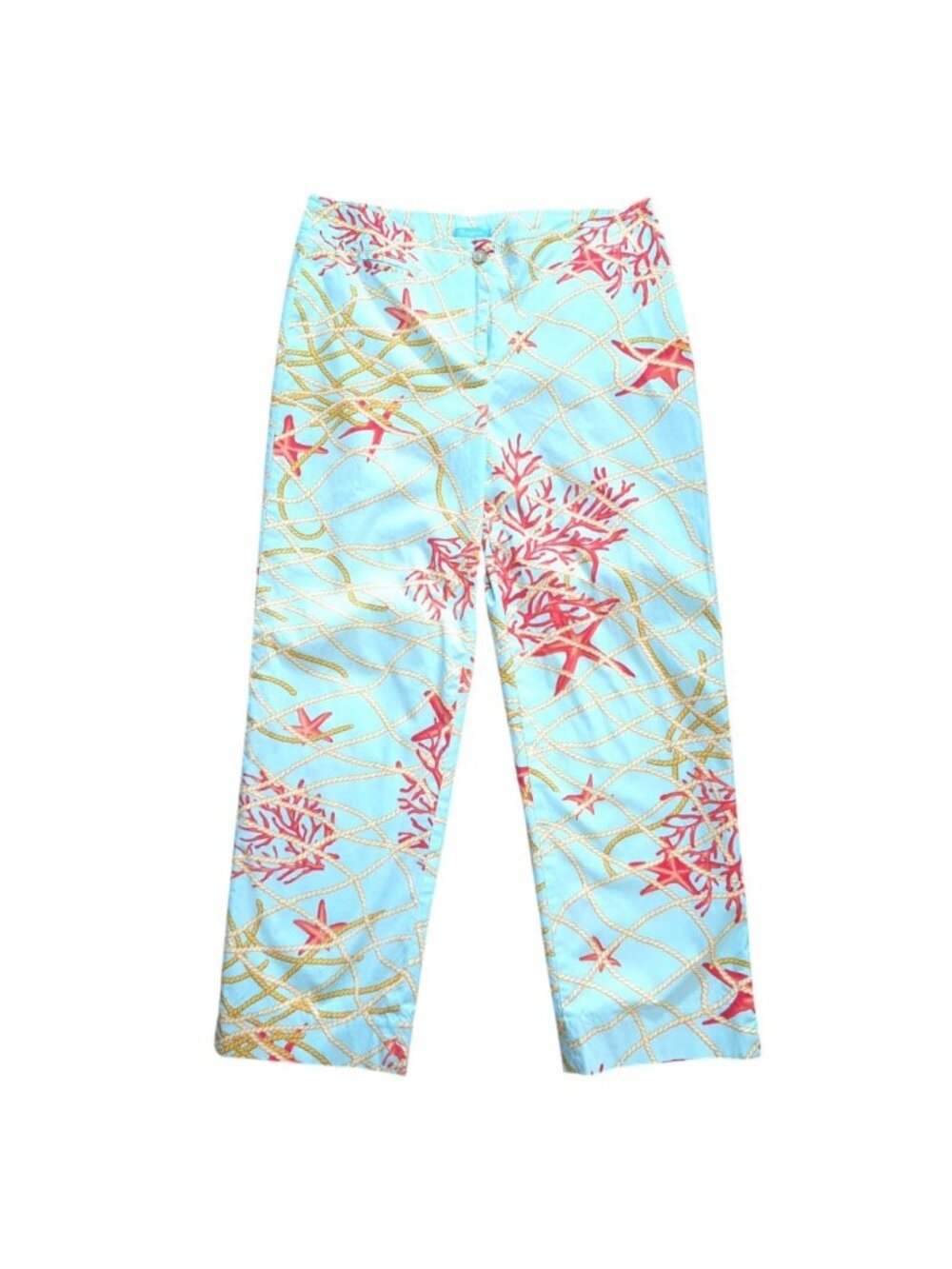 J.McLaughlin Nautical Print Crop Pants Size 0 Blue Stretch Cotton Women